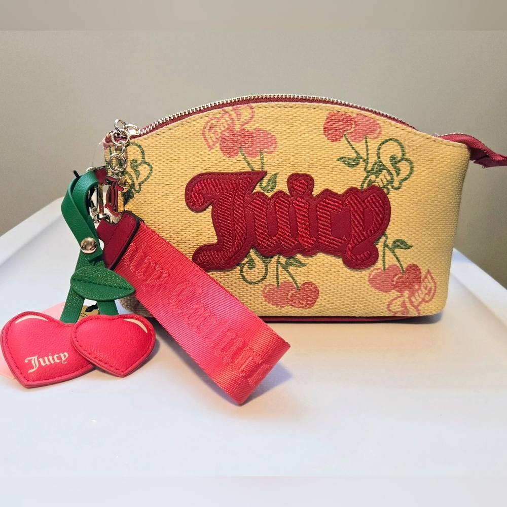 Juicy Couture Cherry Paradise Triangle Wristlet Pouch Bag
